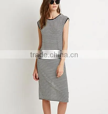 2016 summer cool series Stripe fit slim Jersey women tank Dress In Stripe
