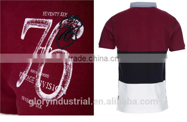 Mens Fashion Woven Collar Embroidered Polo Shirt