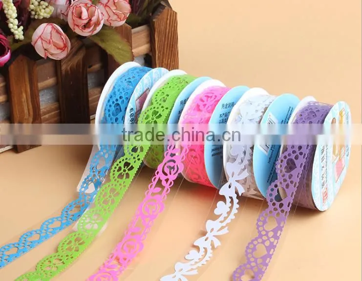 1.5cm*1m Multicolor lace tape,PVC tape DIY washi tape cartoon characters adhesive paper tape