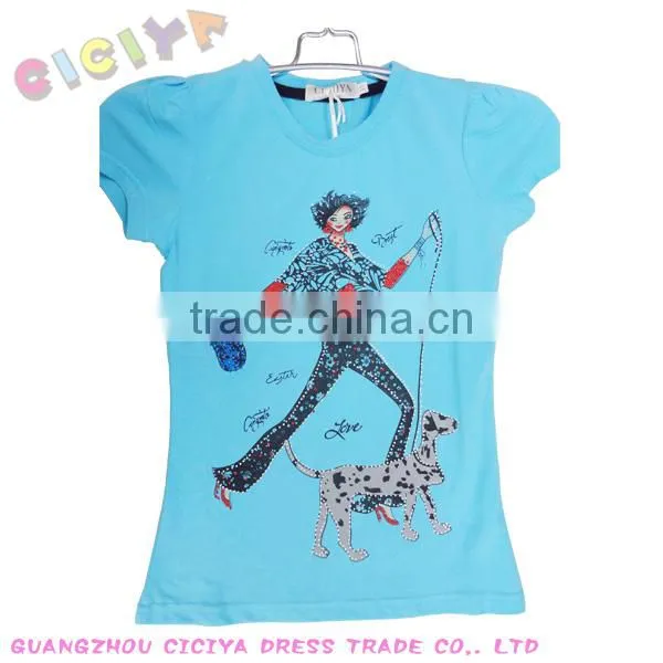 Latest arrival 2014 young girls fashion t-shirts printed summer maiden designs tshirt
