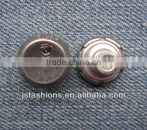 Fashion customized gun black alloy shank jeans button manufactured in wenzhou city