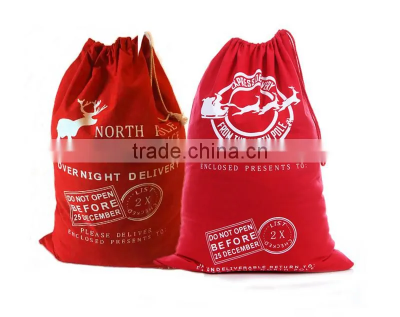 Wholesale personalised Christmas canvas Santa sack with drawing in stock