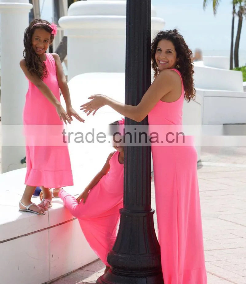 maxi ladies dresses pink family matching clothing