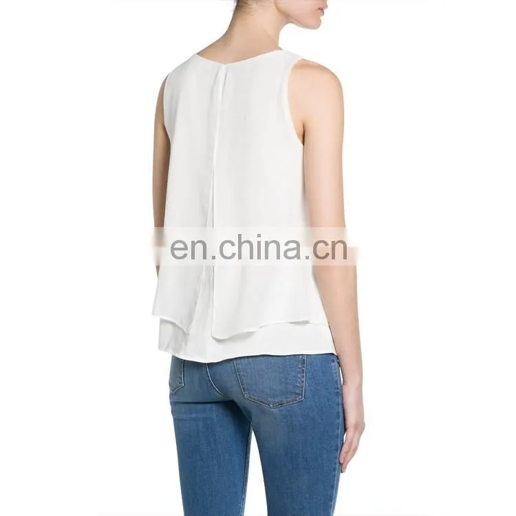 Wholesale China Women Clothing Sleeveless Double-deck Chiffon Top For Ladies 2016