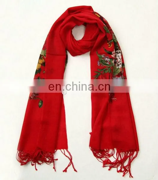 100% Viscose Bright Color Print Pashmina Scarf