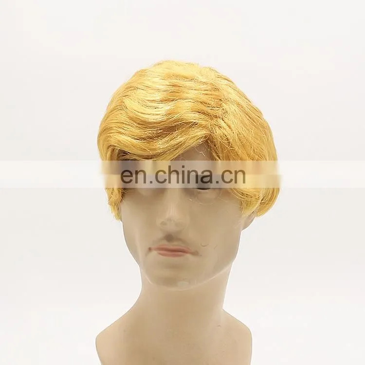 Synthetic Material Golden colour full lace wig,USA President donald trump wig