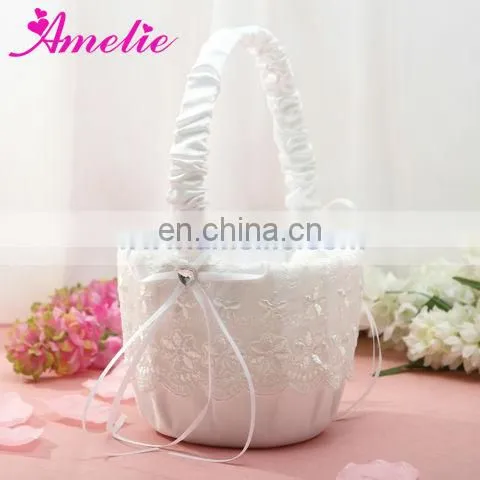 Burlap Wedding Collection Lace Flower Girl Basket