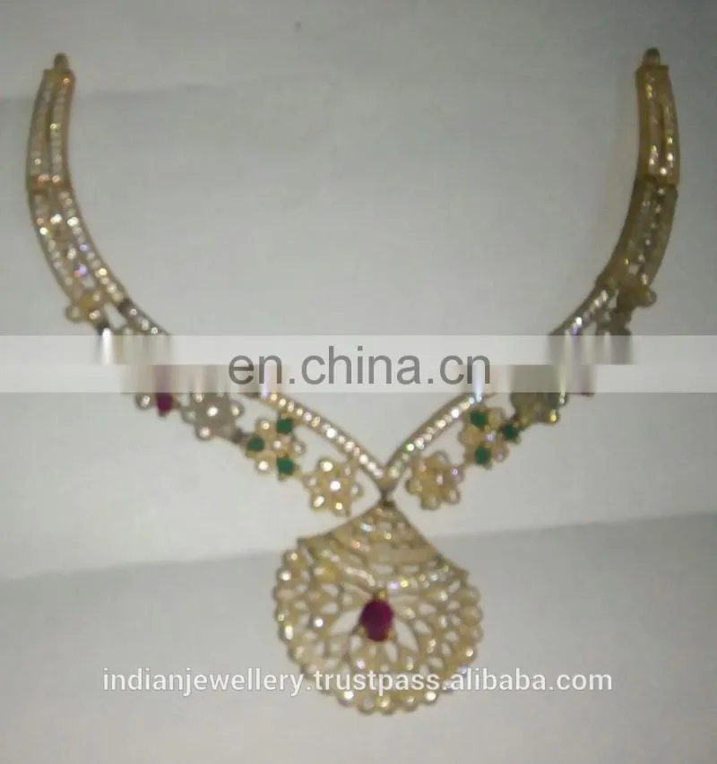 CZ jewelry necklace manufacturer,cubic zirconia necklace jewellery exporter