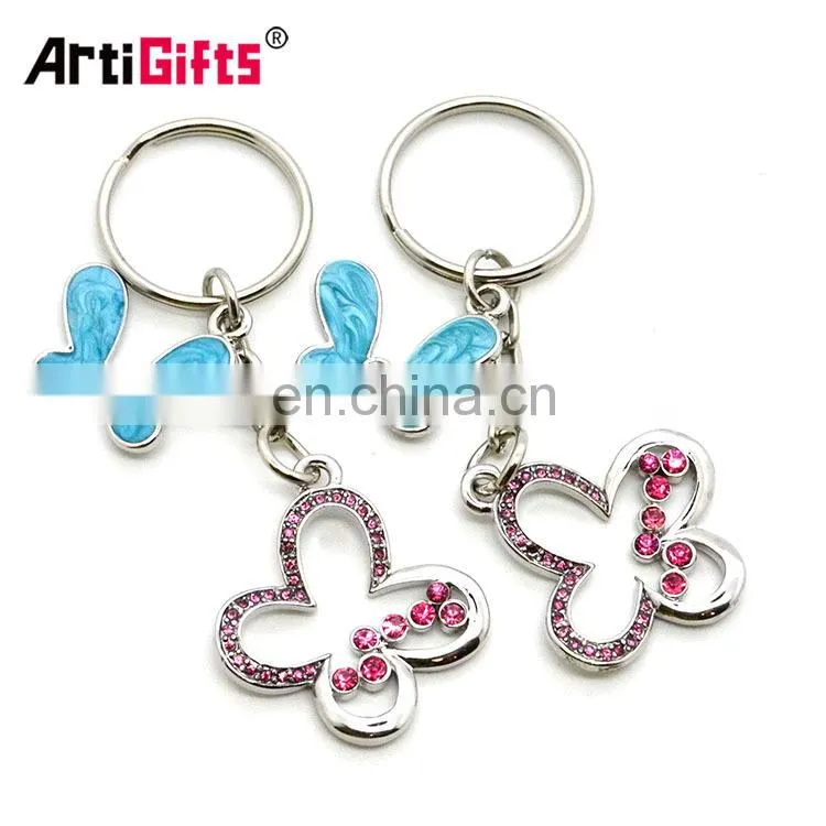 Newest style butterfly metal rhinestone keychain