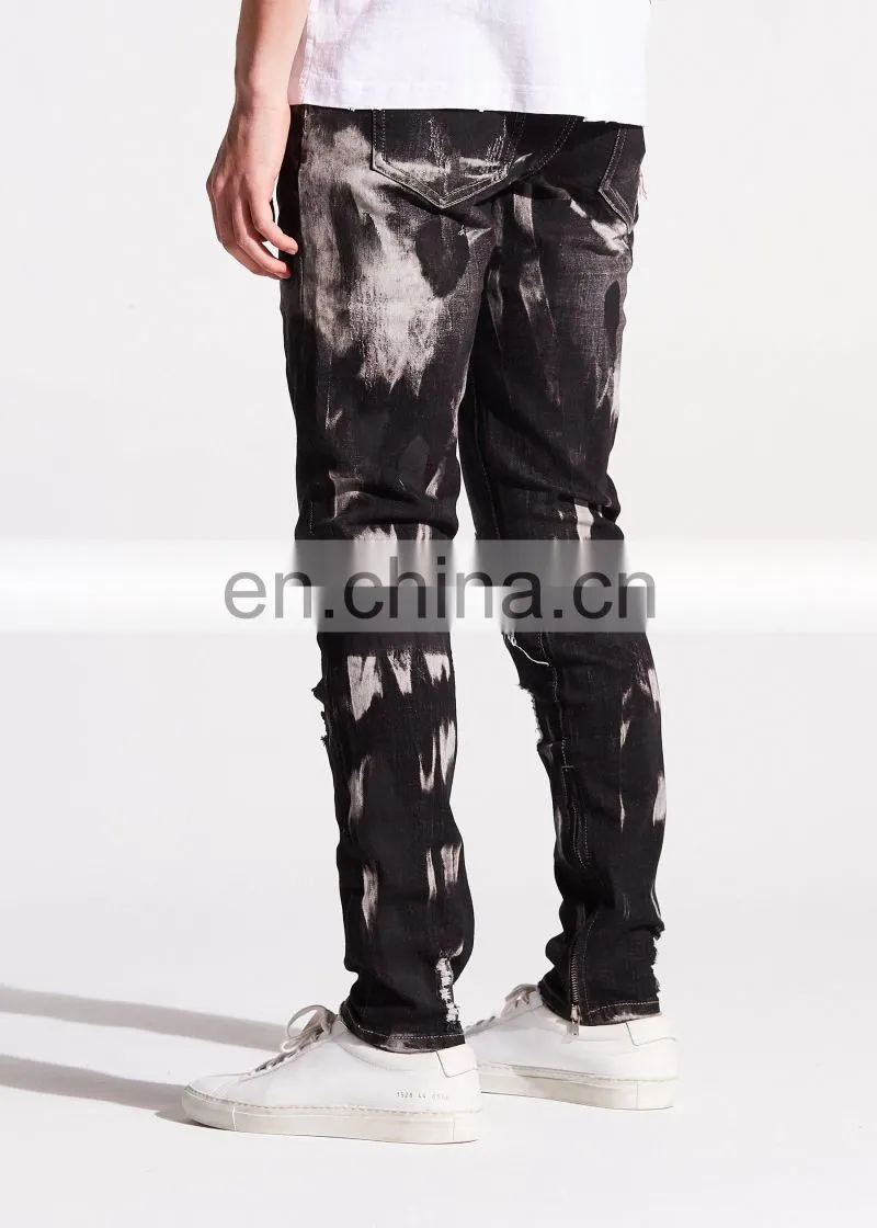 DiZNEW Skinny Jeans Ripped Destroyed Jeans Men Heavy Denim