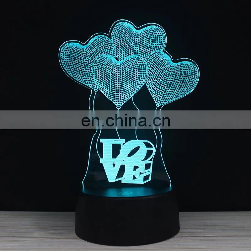 Custom design USB acrylic lighting 3d desk light table lamp for kids