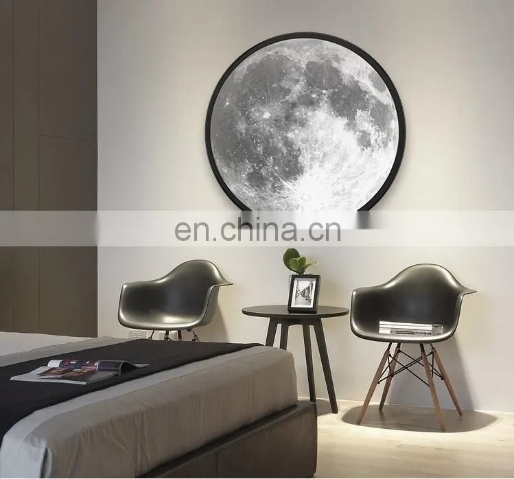 Decorative glass round Moon mirror with stand shelf for home table makeup mirror