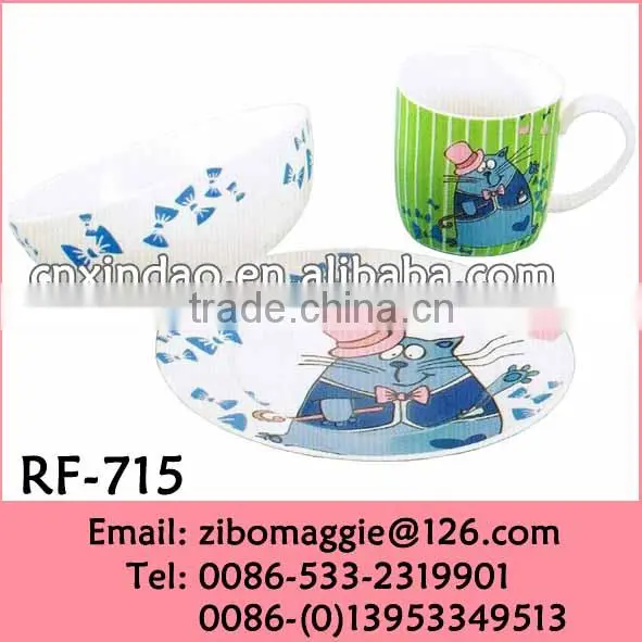 Wholesale 3pcs White Porcelain Kids Dinnerware Set for Promotion Gift