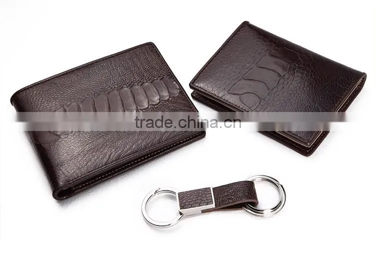High Quality Custom Genuine Real Ostrich Leg Leather Small Wallet for men