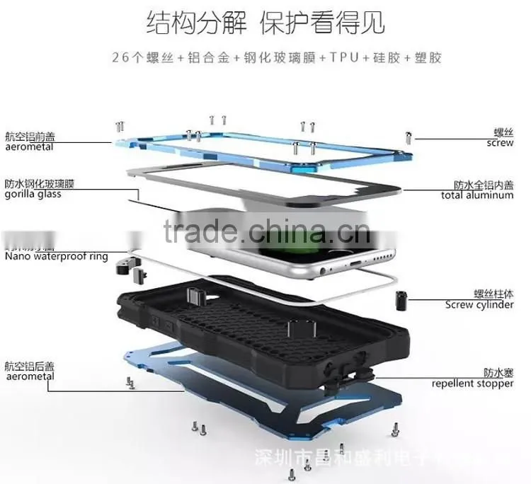 2014 new arrival hot selling R-JUST aluminum waterproof case for apple iphone 6