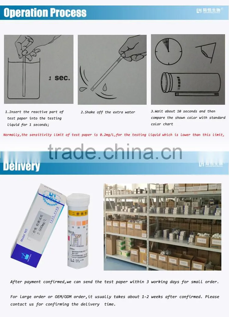 Ferrous test paper for water testing