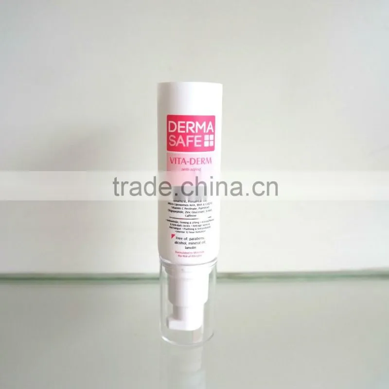 round luxury plastic tube with pump cap for cosmetic packaging Dia30mm