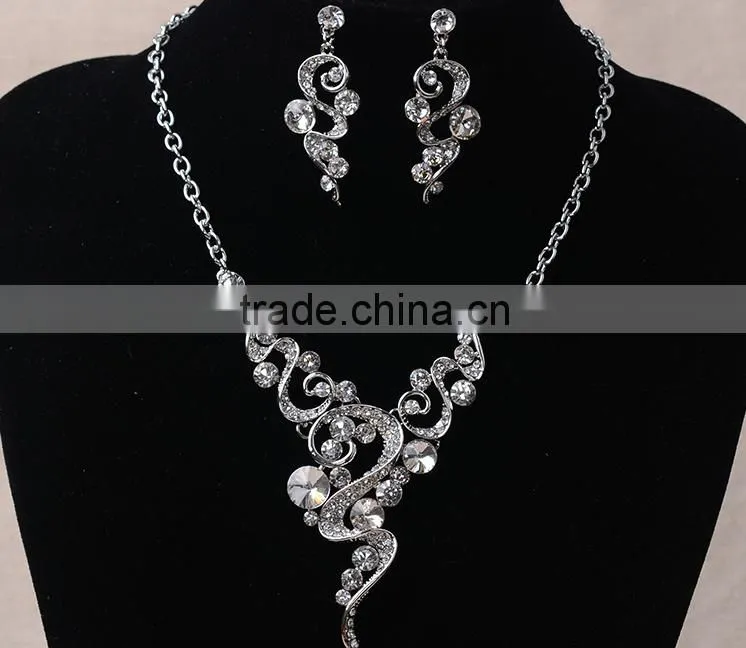New Wedding Bride Rhinestone Crystal Necklace Set Wholesale