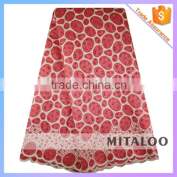 Mitaloo MOG0205 Hotselling 100 Polyester Lace Fabric Oganza Lace With Eyelet