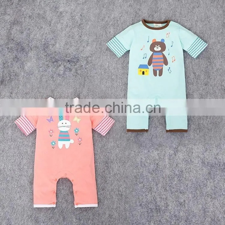 Cute Modeling Cartoon Animal Casual Wearing Baby Kids Jumpsuit 2016 Summer Cotton Rompers
