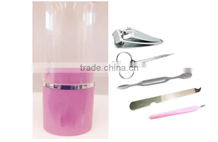 MS1686 Hot selling heart shaped cheap manicure set with round bottle