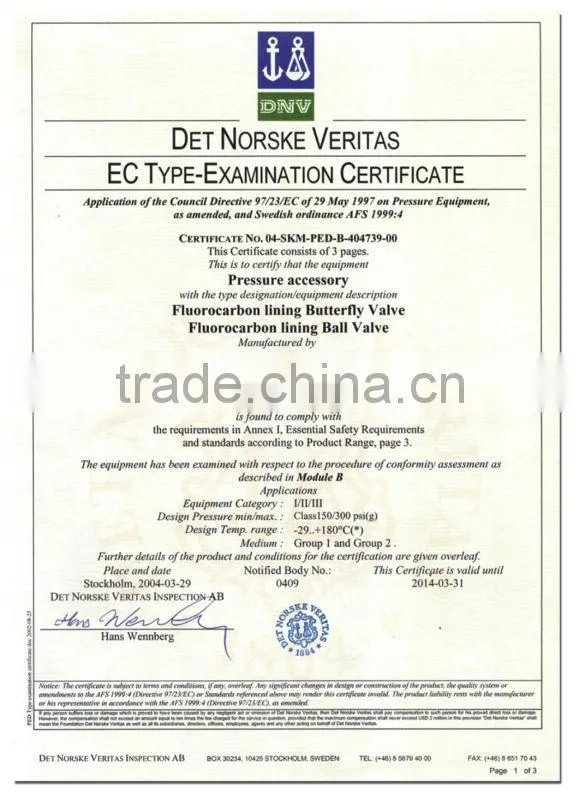 PTFE Lined Butterfly Valve extended stem Flange type