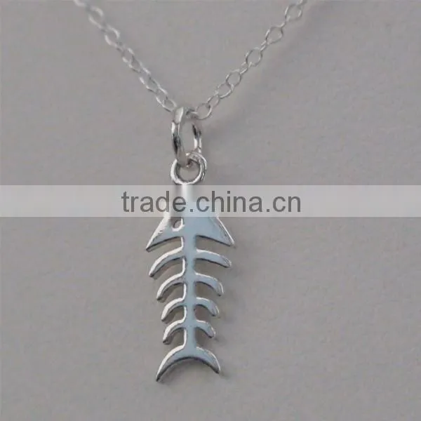 3D Fishing Hook Necklace Gold Fish Jewelry