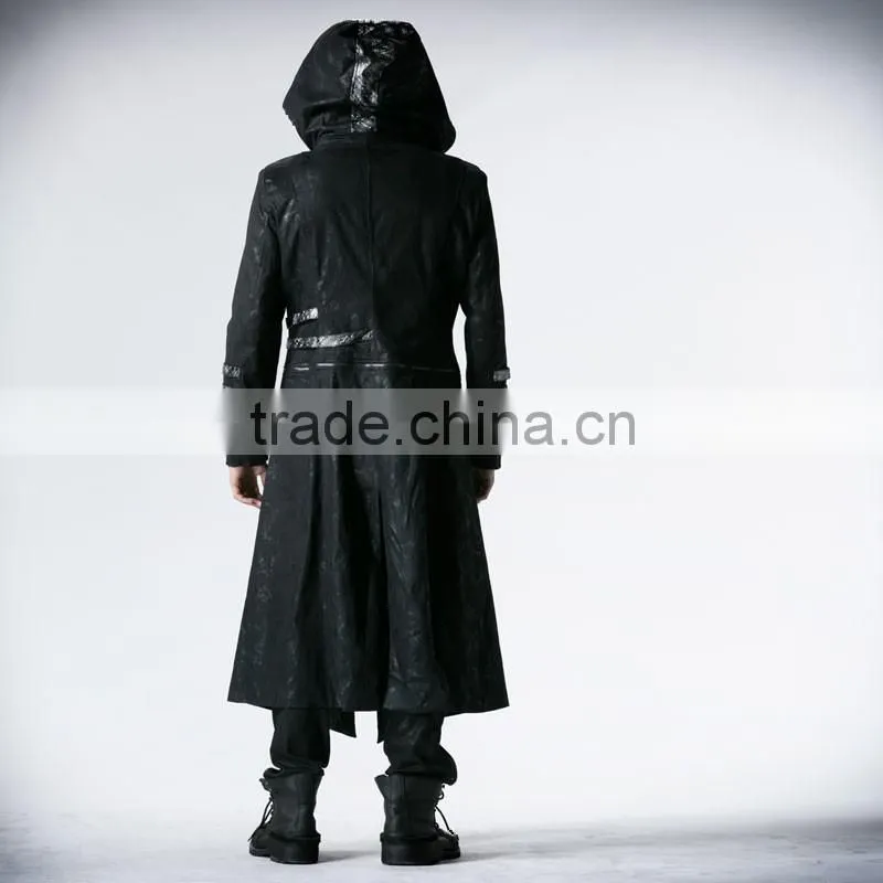 Y-364 Top Sale stylish black men Gothic long winter coat