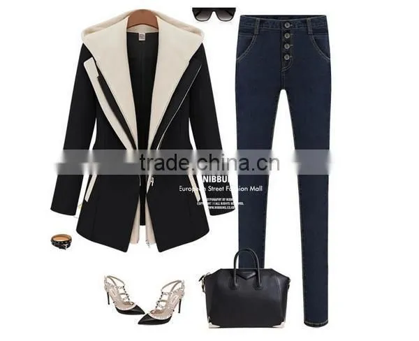 2014-2015 Hot-sale! Two pieces of new design skinny wool blending overcoats for girls
