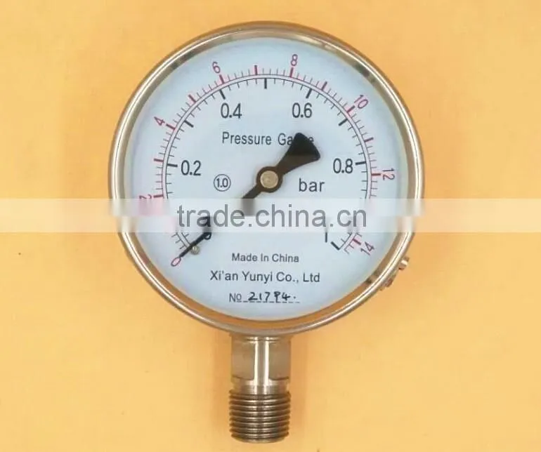 SS316 double scale pressure gauge kg and psi