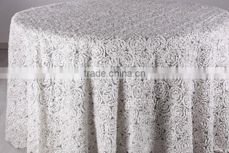 Fancy white embroidered table runner for wedding
