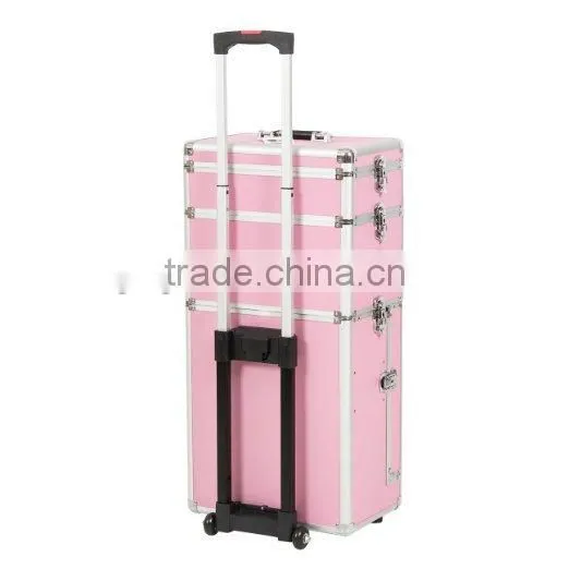 Professional 4 in1 beauty make up Rolling Train 2-Drawer Makeup Case