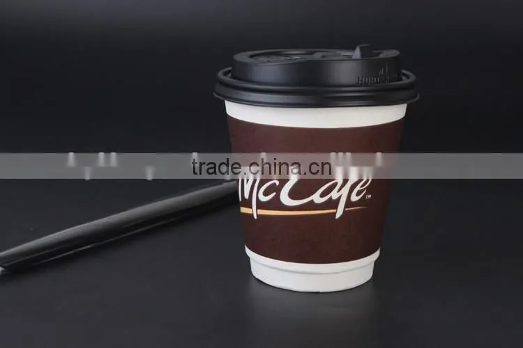 High quality oem logo printed disposable paper coffee cup with lid