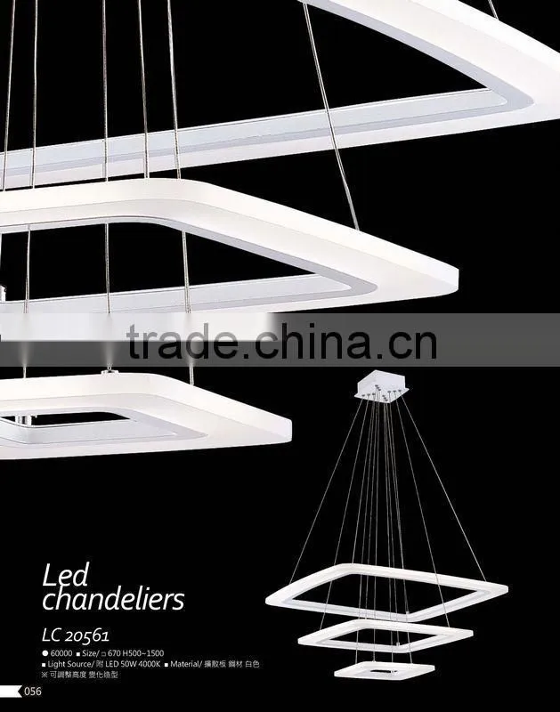 Epistar White Square Acrylic Pendant LED Chandelier for Home