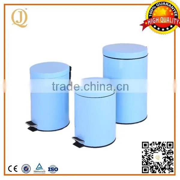 yellow painted metal trash bin/pedal trash bin 40L with flat lid