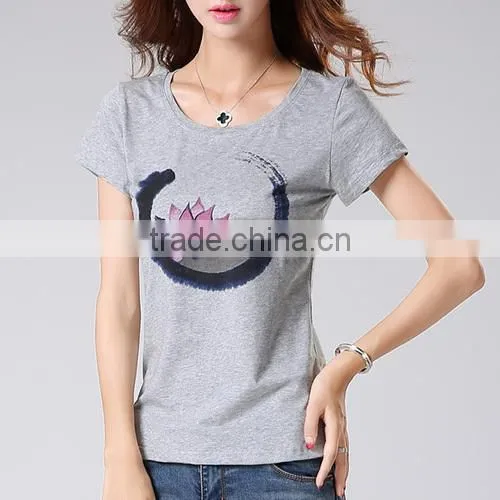 Literature and art of cotton print women cultivate one's morality short sleeve thin half sleeve of fat women t shirt