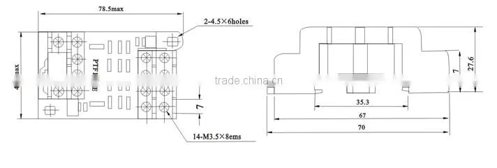 PTF14A General Purpose 14 PIN 300VAC 10A Connecting Electric Contact Relay Socket with CE