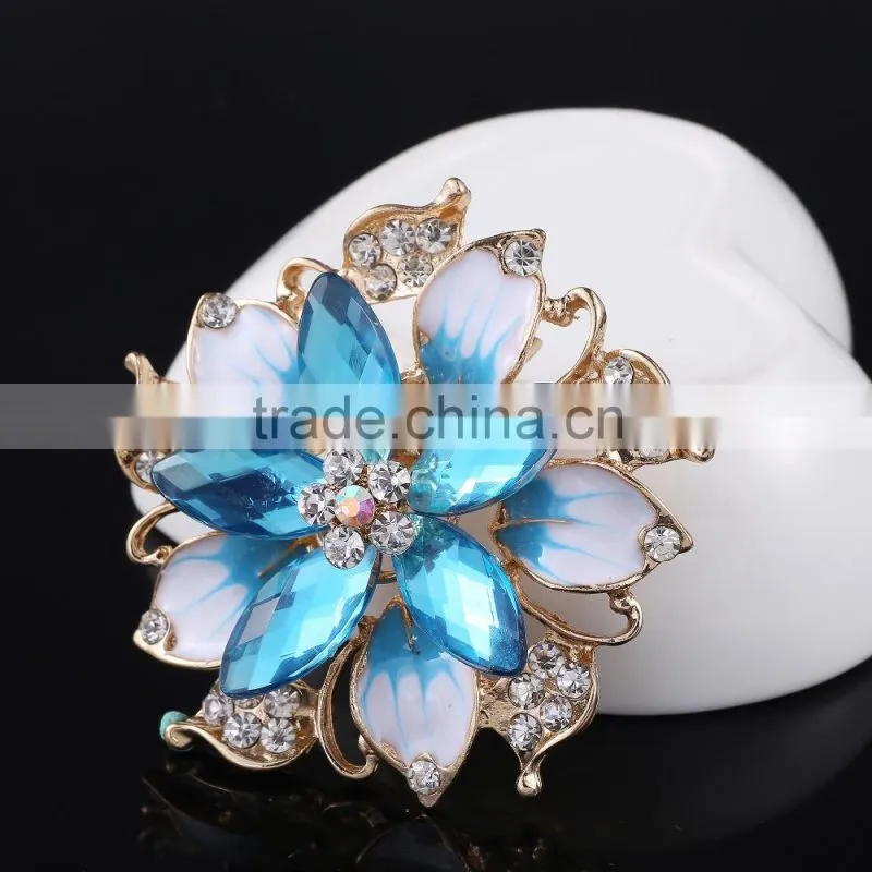 Wedding Bouquet Rhinestone flower brooch pins,glasses wholesale colorful rhinestone brooch pin for dresses