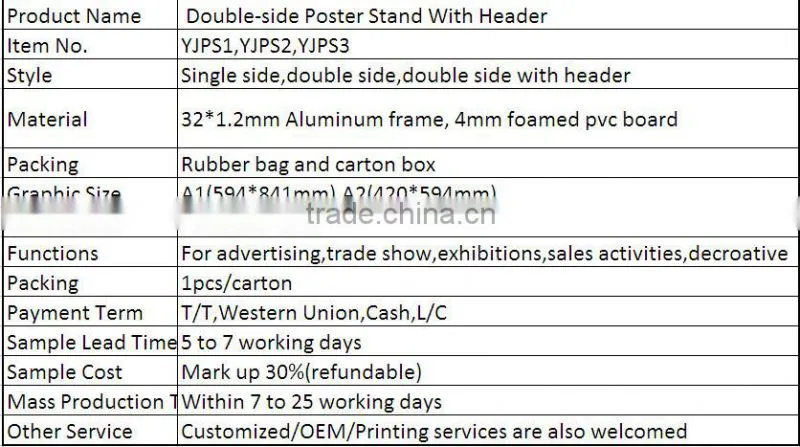 2015 Promotion Double-side Poster Stand With Header