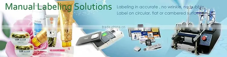 Semi automatic hand labeler for round bottles