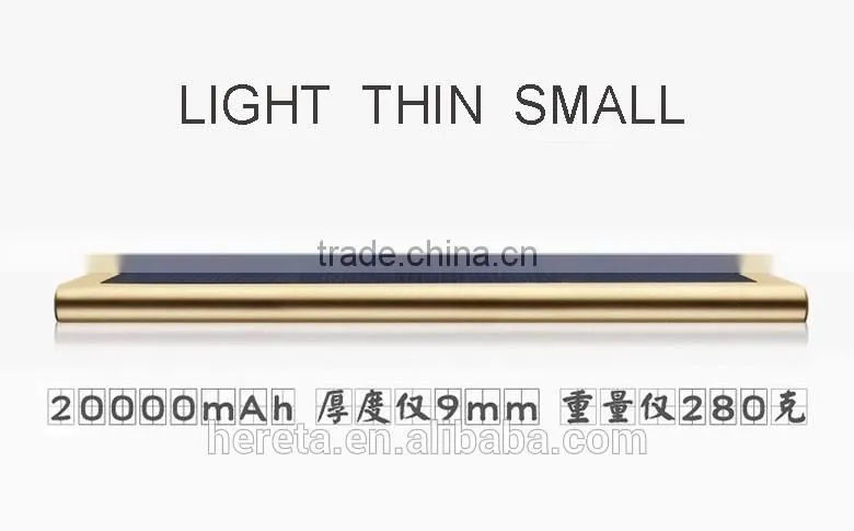 Classic Aluminum alloy 20000mAh dual usb portable solar panel power bank