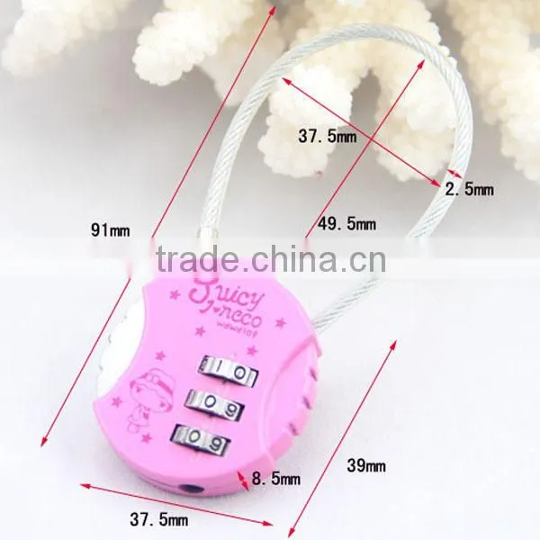 Hot Sale Round Colorful Combination safety cable lock factory direct sale CH-21B