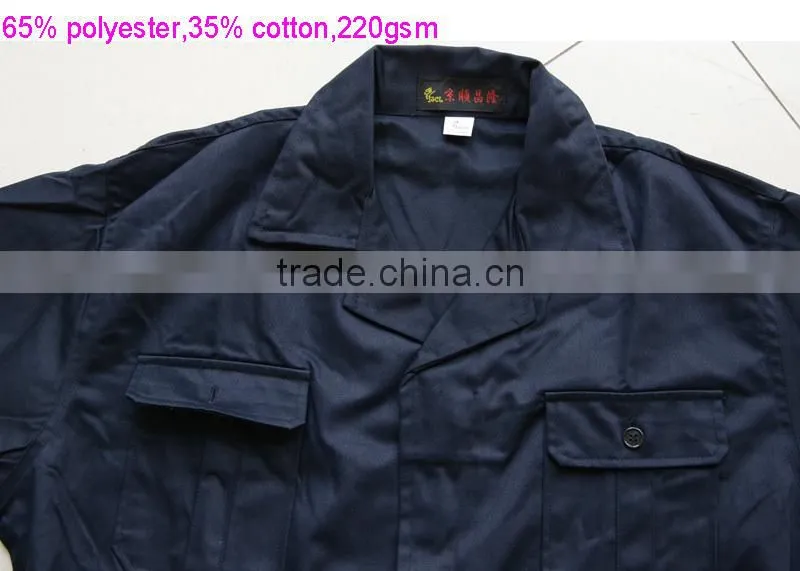 Polyester & 35% Cotton 220gsm Fabric Twill Industrial Fireproof Safety Uniforms Workwear for Mechanic Mens