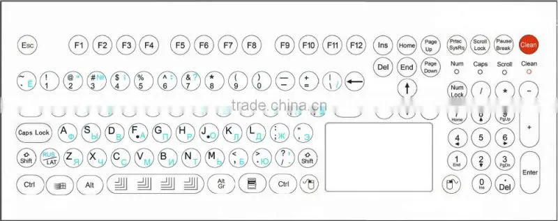 IP65 industrial membrane Hygienic keyboard with sealed touch pad mouse