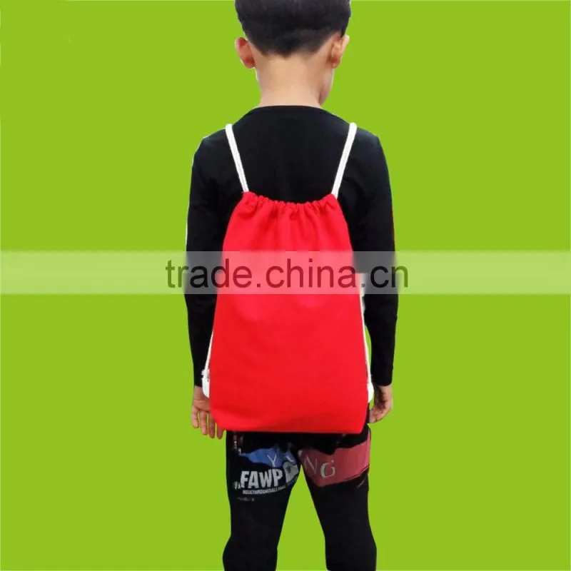 wholesale cotton children bag drawstring school backpack