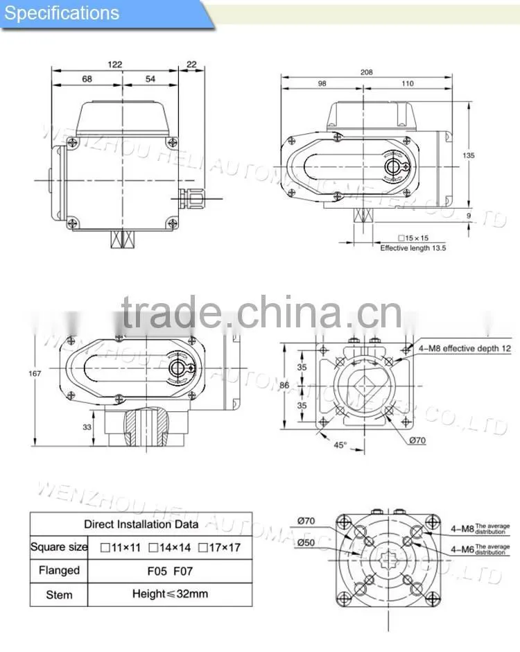 Electric Rotary Actuators with CE certification ISO9001