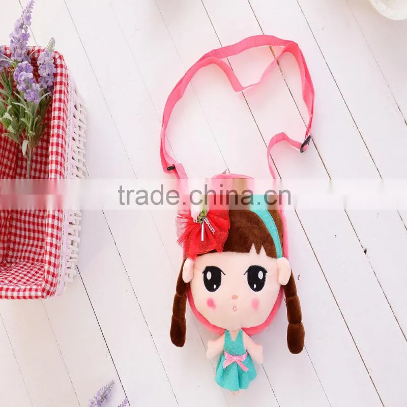 30*20cm beautiful customized blue plush Angel girl doll satchel with matched embroidery cap