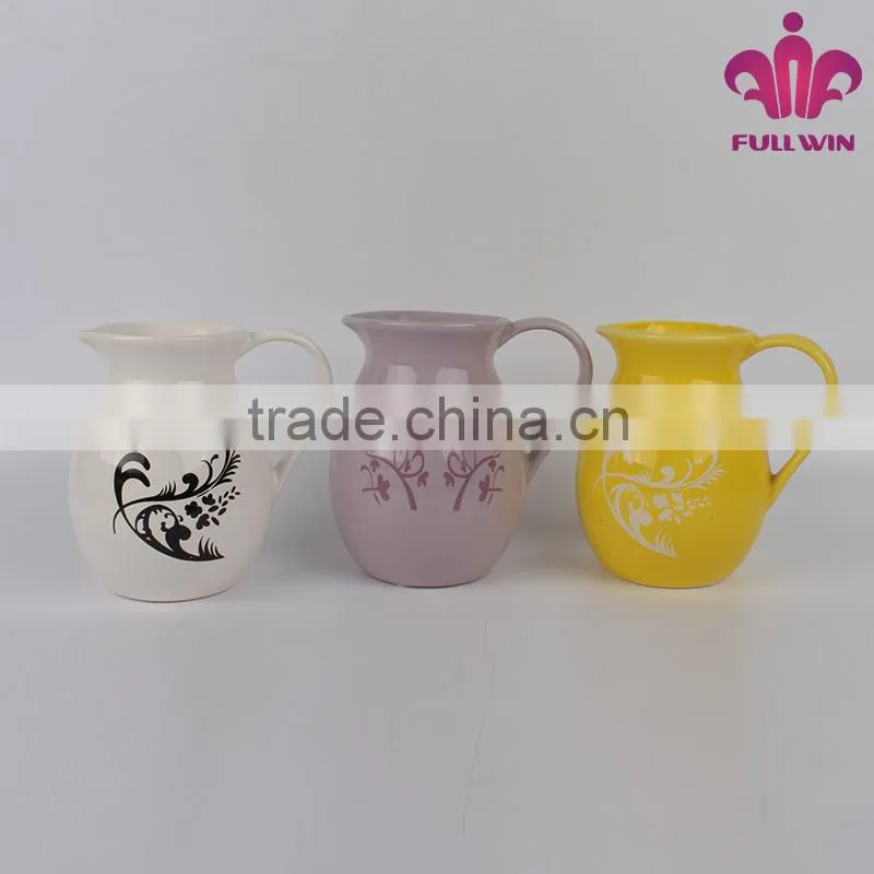 Ceramic Jug white,grey,yellow