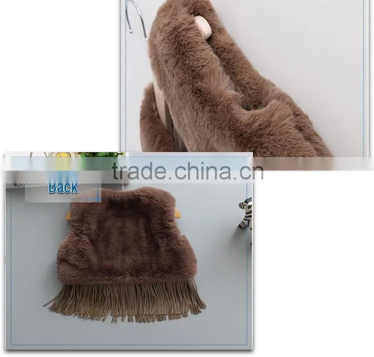 soft black faux fur vest,girls faux fur vests black
