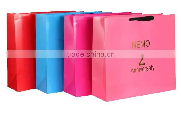 Luxury Gloss Lamination Finish Colorful Paper Bags Shopping Bag